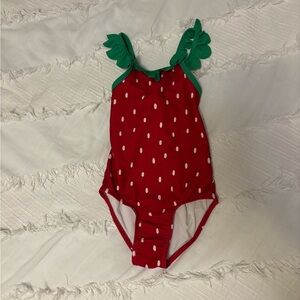 Old Navy Strawberry Print One-Piece Swimsuit - Red & Green